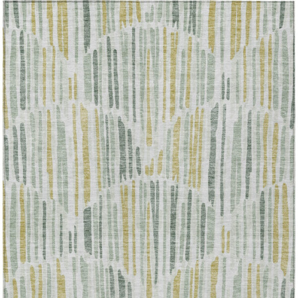 10' X 14' Sage Artichoke Green And Gold Abstract Washable Indoor Outdoor Area Rug