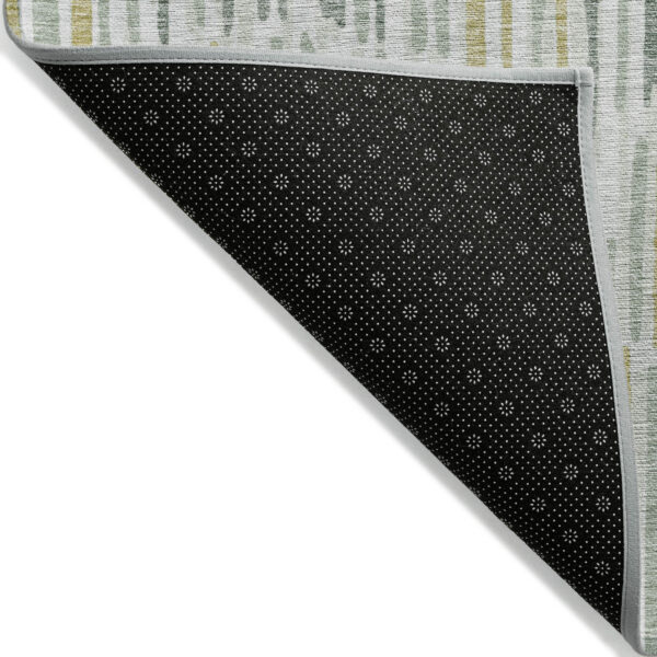 10' X 14' Sage Artichoke Green And Gold Abstract Washable Indoor Outdoor Area Rug