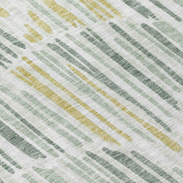 10' X 14' Sage Artichoke Green And Gold Abstract Washable Indoor Outdoor Area Rug