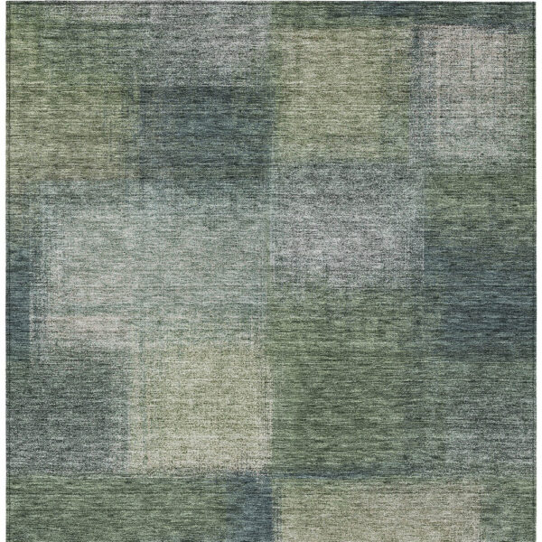 3' X 5' Olive Green And Gray Abstract Washable Indoor Outdoor Area Rug