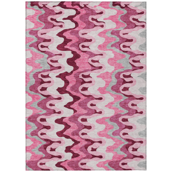 5' X 8' Blush Pink And Mauve Abstract Washable Indoor Outdoor Area Rug