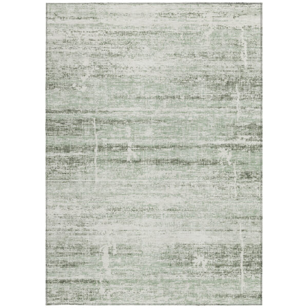 8' X 10' Sage Artichoke Green And Ivory Abstract Washable Indoor Outdoor Area Rug