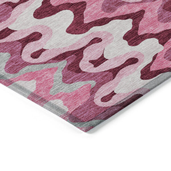 5' X 8' Blush Pink And Mauve Abstract Washable Indoor Outdoor Area Rug