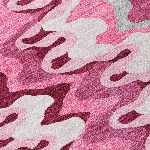 5' X 8' Blush Pink And Mauve Abstract Washable Indoor Outdoor Area Rug