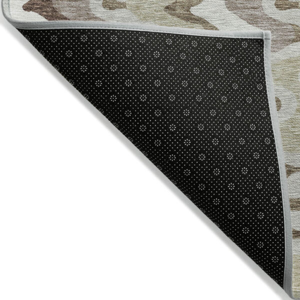 8' Beige Brown And Taupe Round Abstract Washable Indoor Outdoor Area Rug