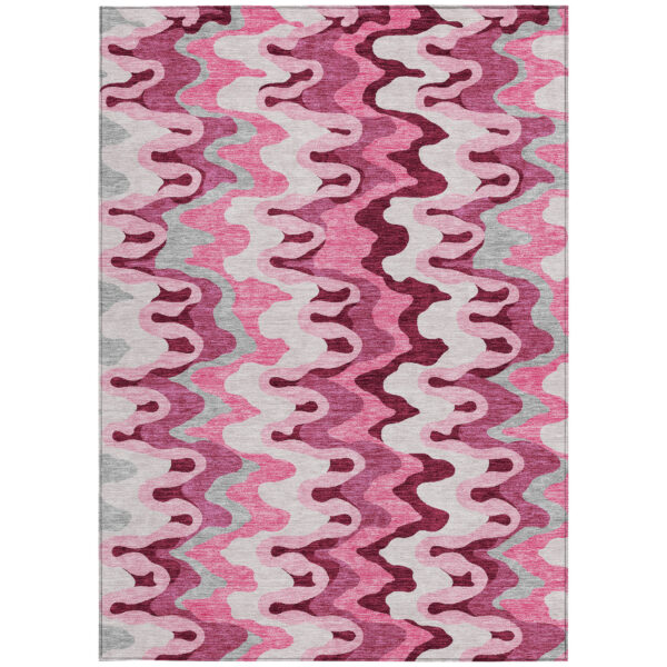 5' X 8' Blush Pink And Mauve Abstract Washable Indoor Outdoor Area Rug