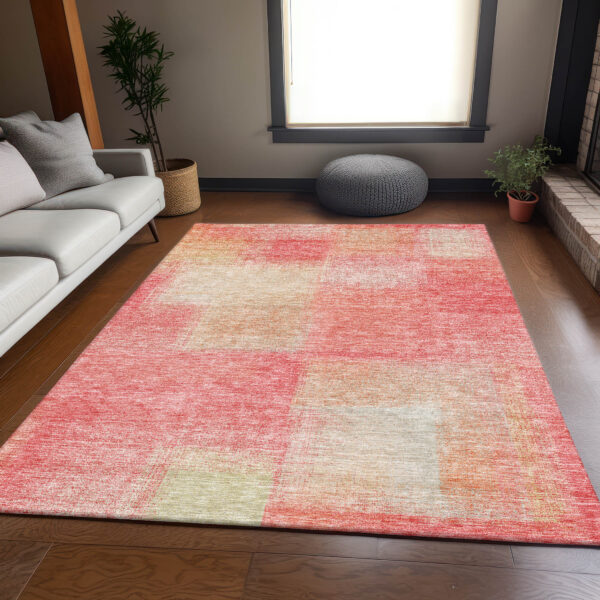 10' X 14' Blush Pink And Ivory Abstract Washable Indoor Outdoor Area Rug