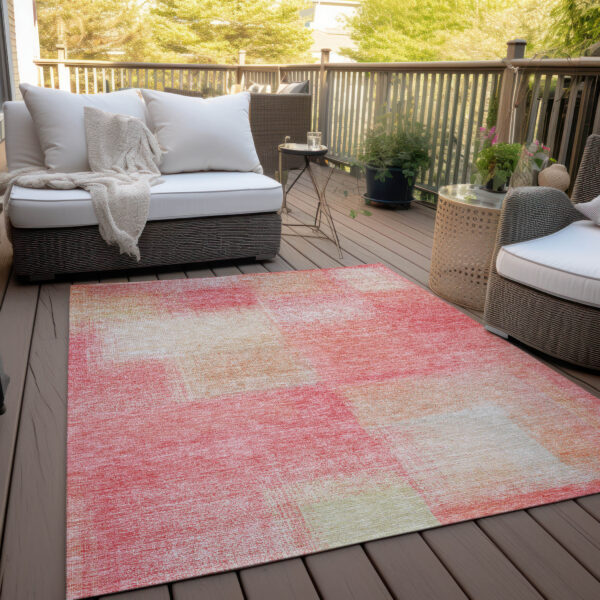 10' X 14' Blush Pink And Ivory Abstract Washable Indoor Outdoor Area Rug