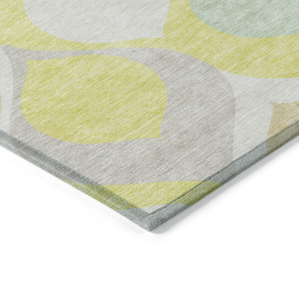 10' X 14' Yellow Mint Green And Beige Ogee Washable Indoor Outdoor Area Rug