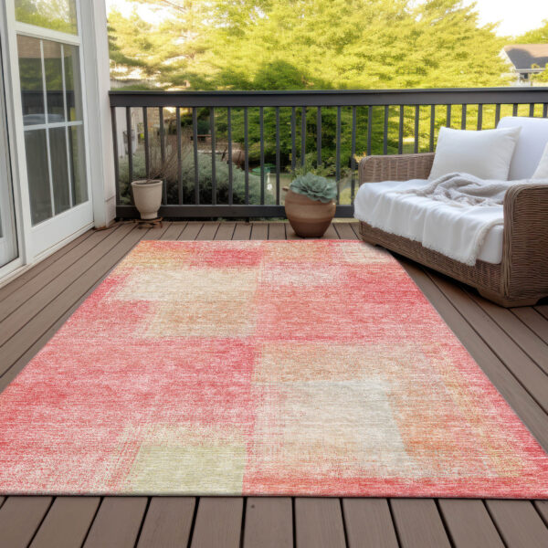 10' X 14' Blush Pink And Ivory Abstract Washable Indoor Outdoor Area Rug