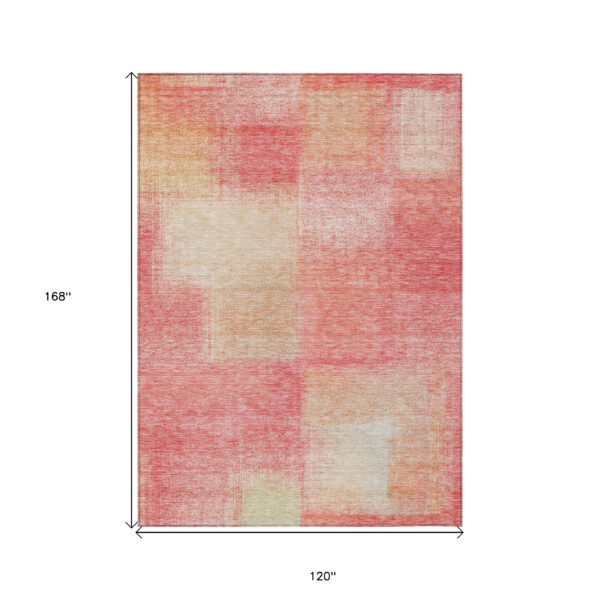 10' X 14' Blush Pink And Ivory Abstract Washable Indoor Outdoor Area Rug
