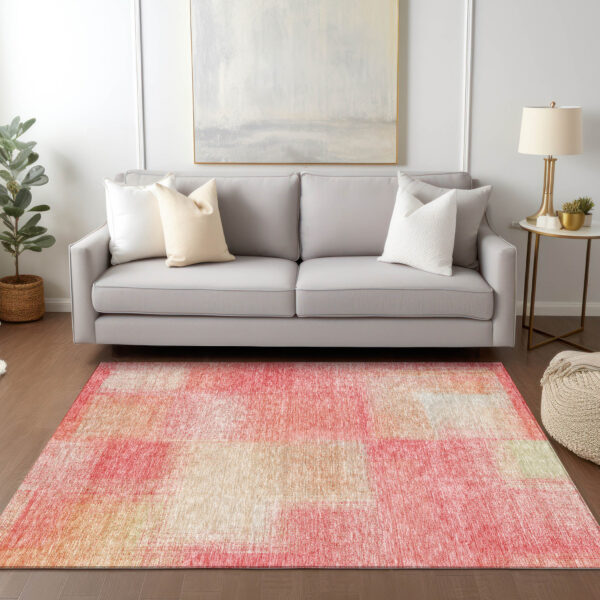 10' X 14' Blush Pink And Ivory Abstract Washable Indoor Outdoor Area Rug