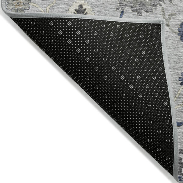 3' X 5' Silver Gray And Taupe Floral Washable Indoor Outdoor Area Rug
