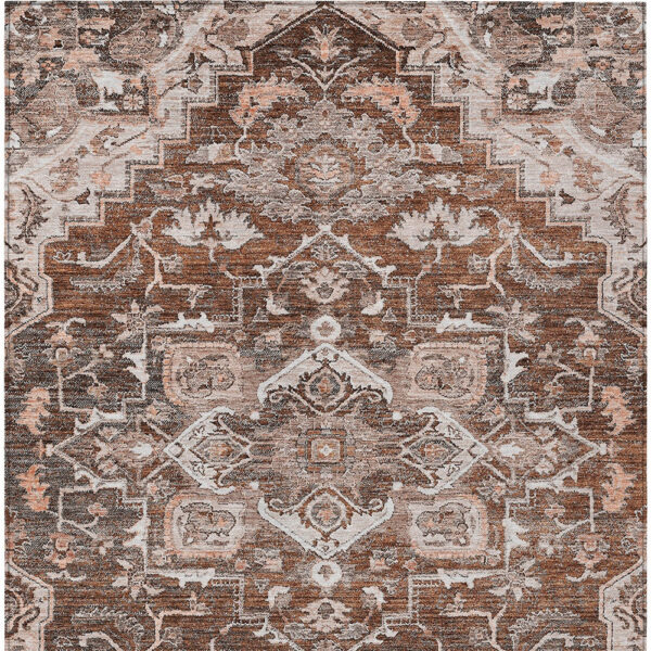 3' X 5' Terra Cotta Brown And Copper Oriental Washable Indoor Outdoor Area Rug