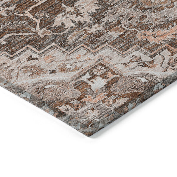 3' X 5' Terra Cotta Brown And Copper Oriental Washable Indoor Outdoor Area Rug