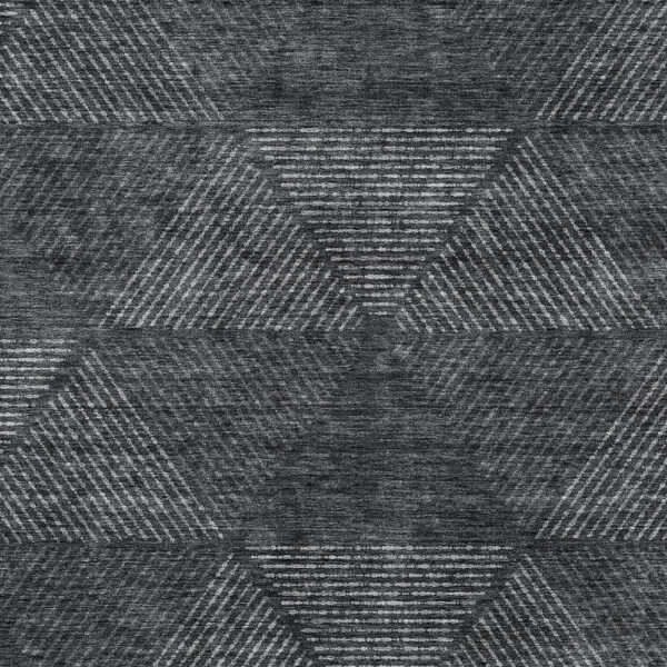 8' X 10' Charcoal Gray And Silver Geometric Washable Indoor Outdoor Area Rug