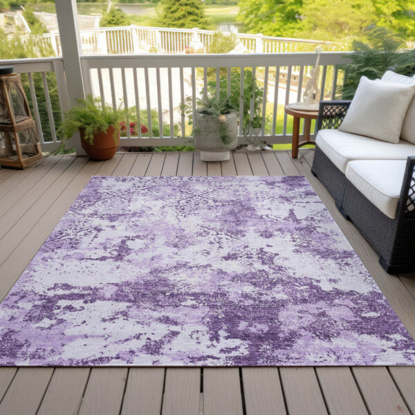 3' X 5' Lavender Purple And Lilac Floral Washable Indoor Outdoor Area Rug