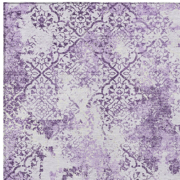 3' X 5' Lavender Purple And Lilac Floral Washable Indoor Outdoor Area Rug