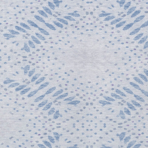 9' X 12' Denim Blue And Sky Blue Floral Washable Indoor Outdoor Area Rug