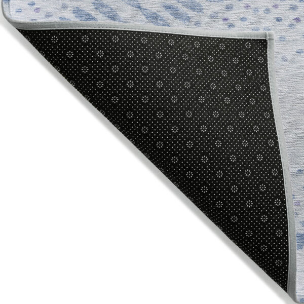 9' X 12' Denim Blue And Sky Blue Floral Washable Indoor Outdoor Area Rug