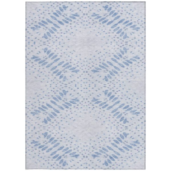 9' X 12' Denim Blue And Sky Blue Floral Washable Indoor Outdoor Area Rug