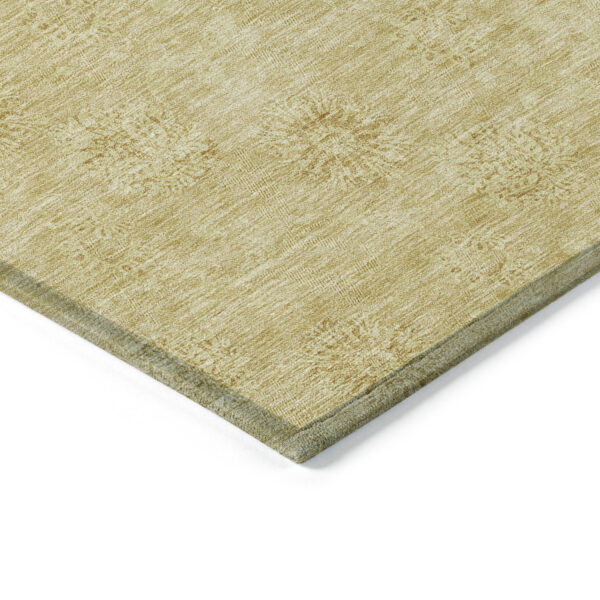 10' X 14' Gold And Ivory Floral Washable Indoor Outdoor Area Rug