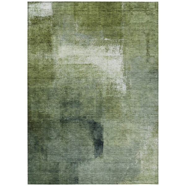 8' X 10' Artichoke Green And Sage Abstract Washable Indoor Outdoor Area Rug