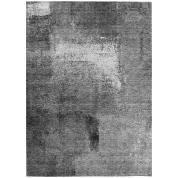 3' X 5' Gray Silver And Charcoal Abstract Washable Indoor Outdoor Area Rug