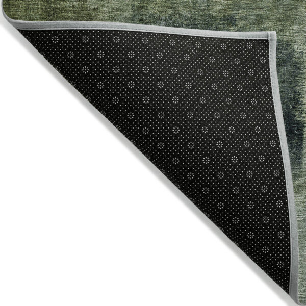 8' X 10' Artichoke Green And Sage Abstract Washable Indoor Outdoor Area Rug