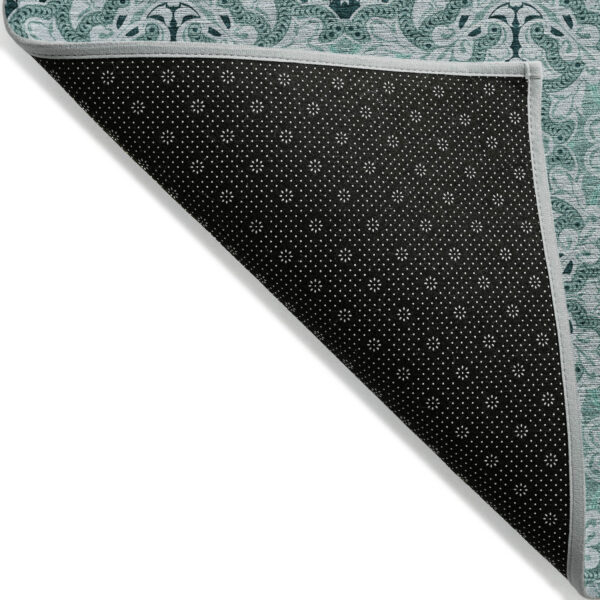 9' X 12' Teal Blue And Aqua Medallion Washable Indoor Outdoor Area Rug