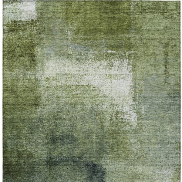 8' X 10' Artichoke Green And Sage Abstract Washable Indoor Outdoor Area Rug