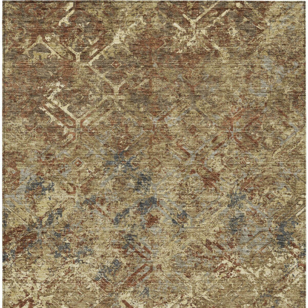 10' X 14' Brown Copper And Gold Geometric Washable Indoor Outdoor Area Rug