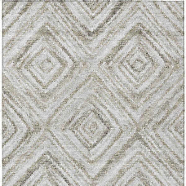 10' X 14' Beige Taupe And Ivory Geometric Washable Indoor Outdoor Area Rug