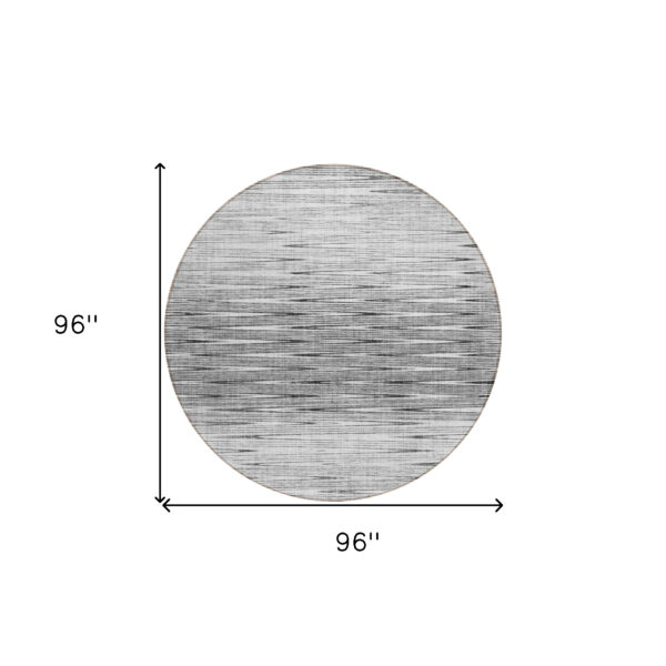 8' Gray And Charcoal Round Abstract Washable Indoor Outdoor Area Rug
