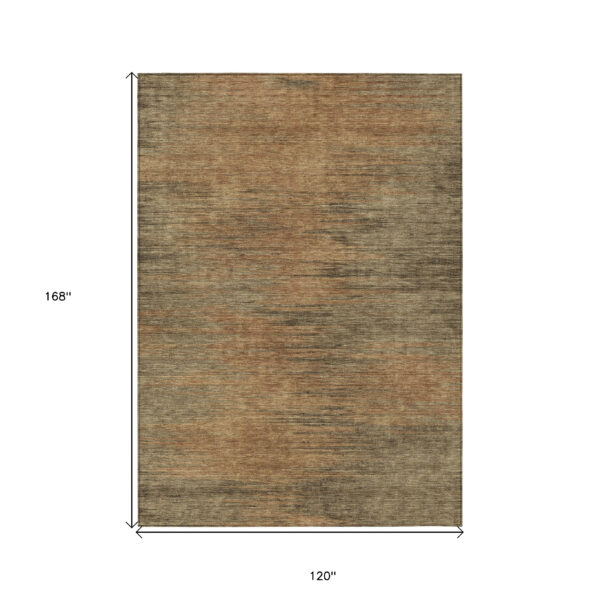 10' X 14' Terra Cotta Brown And Copper Abstract Washable Indoor Outdoor Area Rug