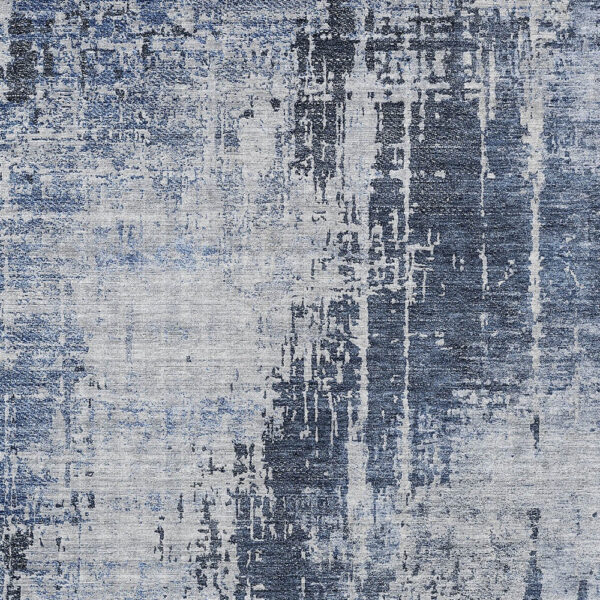 5' X 8' Navy Blue And Sky Blue Abstract Washable Indoor Outdoor Area Rug