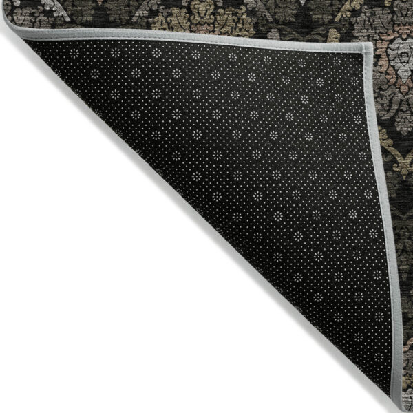 8' X 10' Black Gray And Brown Medallion Washable Indoor Outdoor Area Rug