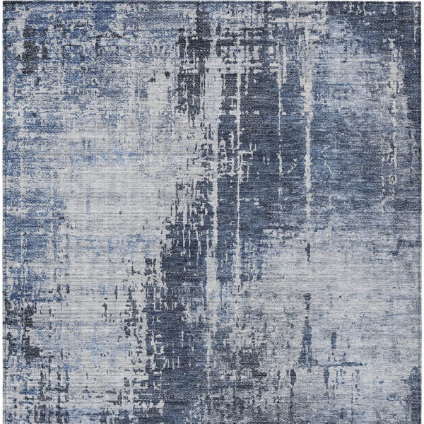 5' X 8' Navy Blue And Sky Blue Abstract Washable Indoor Outdoor Area Rug