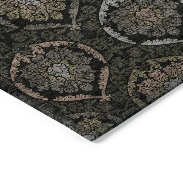 8' X 10' Black Gray And Brown Medallion Washable Indoor Outdoor Area Rug