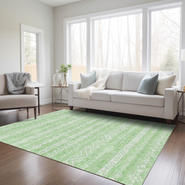 3' X 5' Lime Green And Green Southwestern Washable Indoor Outdoor Area Rug