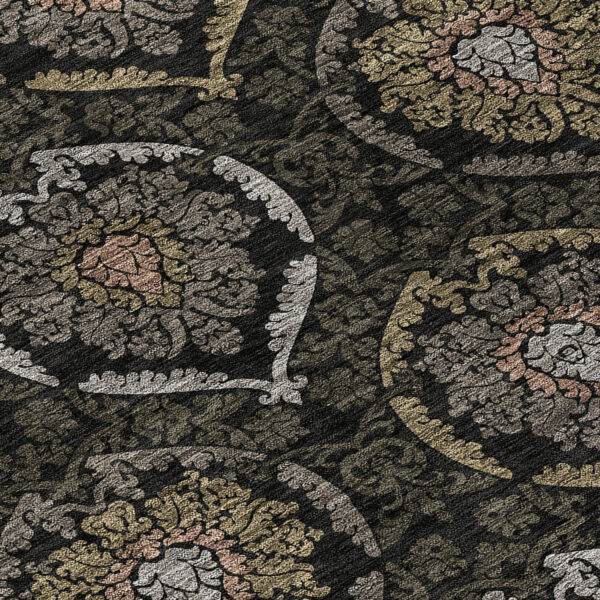 8' X 10' Black Gray And Brown Medallion Washable Indoor Outdoor Area Rug