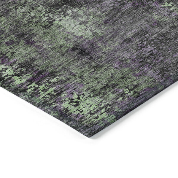 3' X 5' Gray Purple And Charcoal Abstract Washable Indoor Outdoor Area Rug