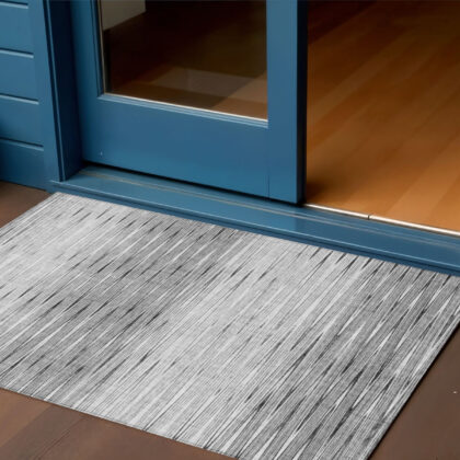 3' X 5' Gray And Charcoal Abstract Washable Indoor Outdoor Area Rug