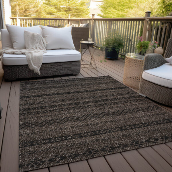 8' X 10' Chocolate And Brown Southwestern Washable Indoor Outdoor Area Rug