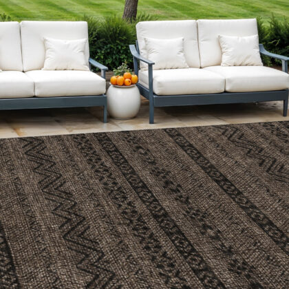 8' X 10' Chocolate And Brown Southwestern Washable Indoor Outdoor Area Rug
