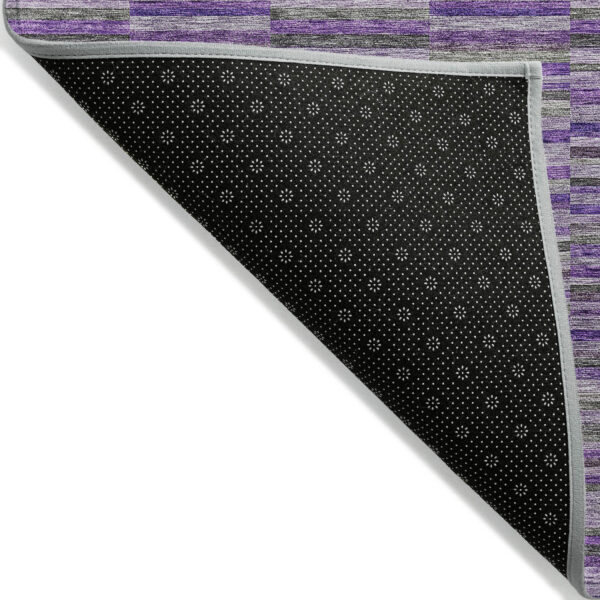 8' X 10' Purple And Lavender Striped Washable Indoor Outdoor Area Rug