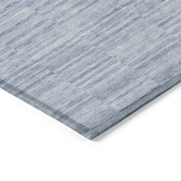 5' X 8' Sky Blue And Denim Blue Striped Washable Indoor Outdoor Area Rug