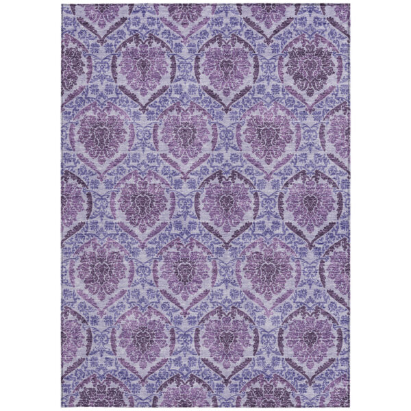 3' X 5' Eggplant Purple And Silver Medallion Washable Indoor Outdoor Area Rug