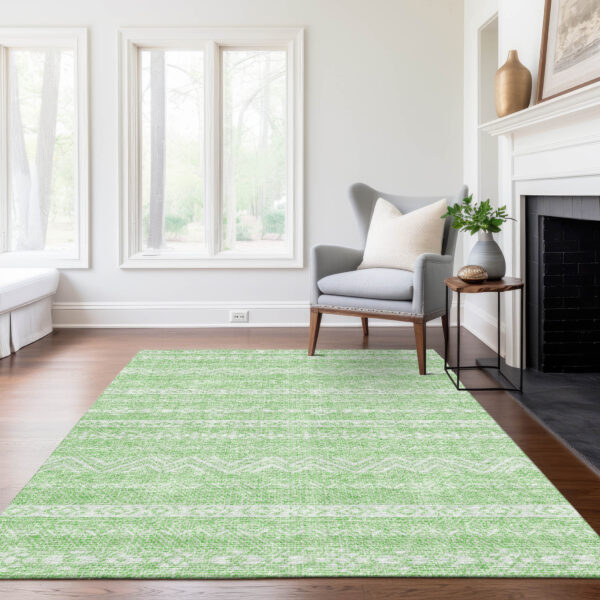 5' X 8' Lime Green And Green Southwestern Washable Indoor Outdoor Area Rug