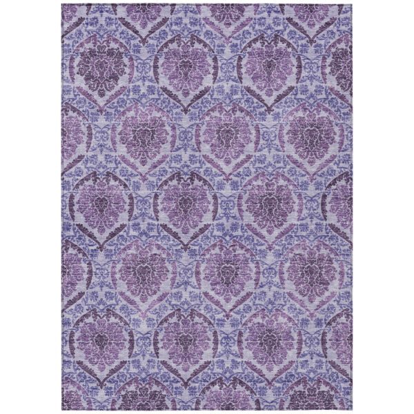 3' X 5' Eggplant Purple And Silver Medallion Washable Indoor Outdoor Area Rug